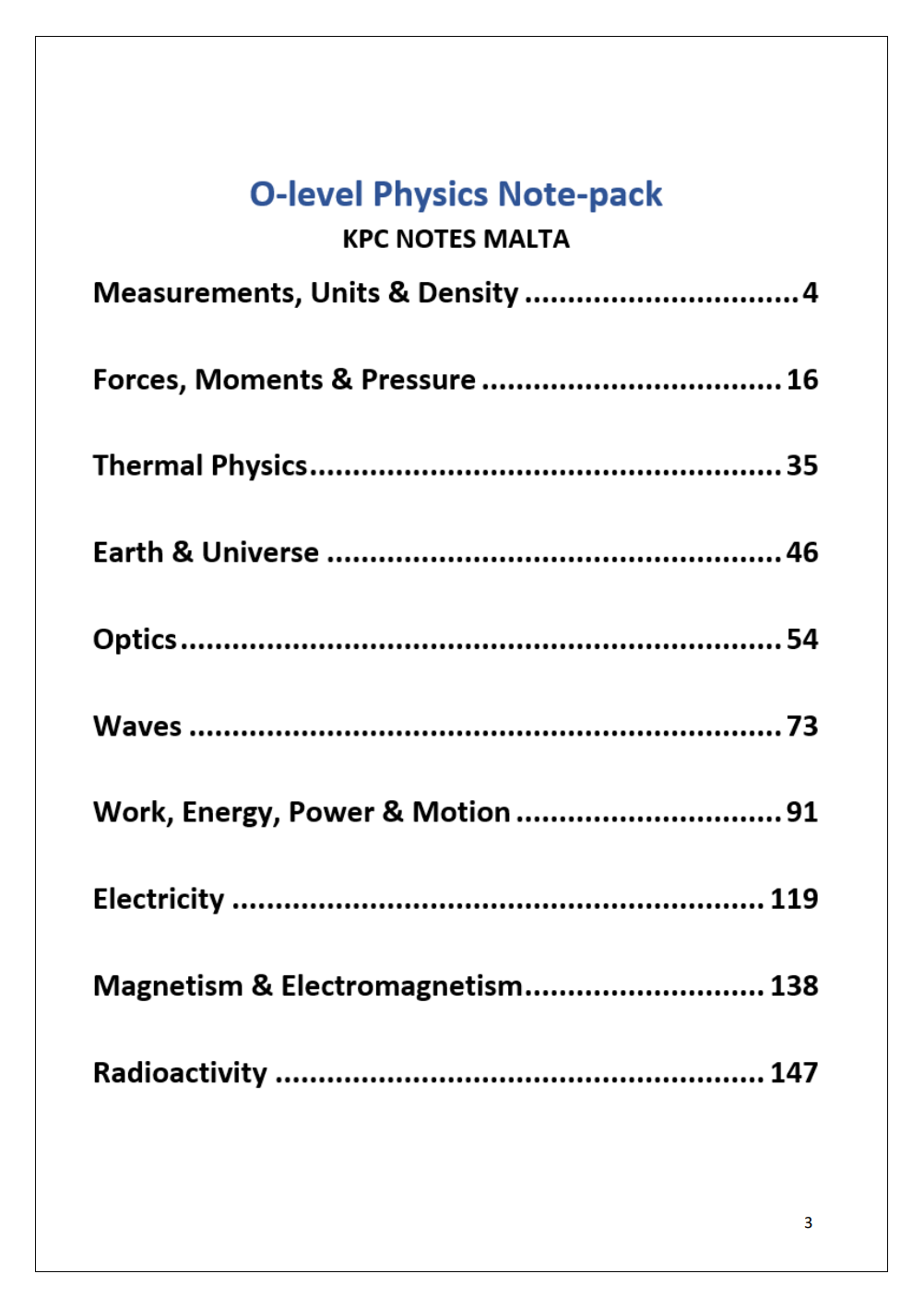 O-level Physics | Note Pack