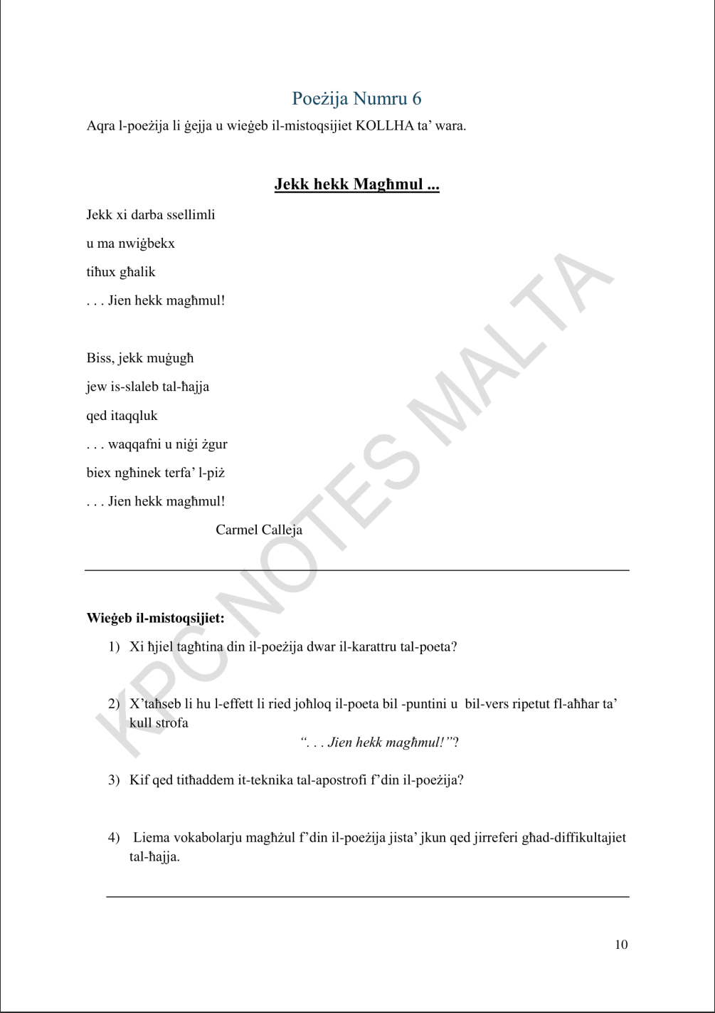 Il-Malti | Eżerċizzji ta' Test mhux imħejji