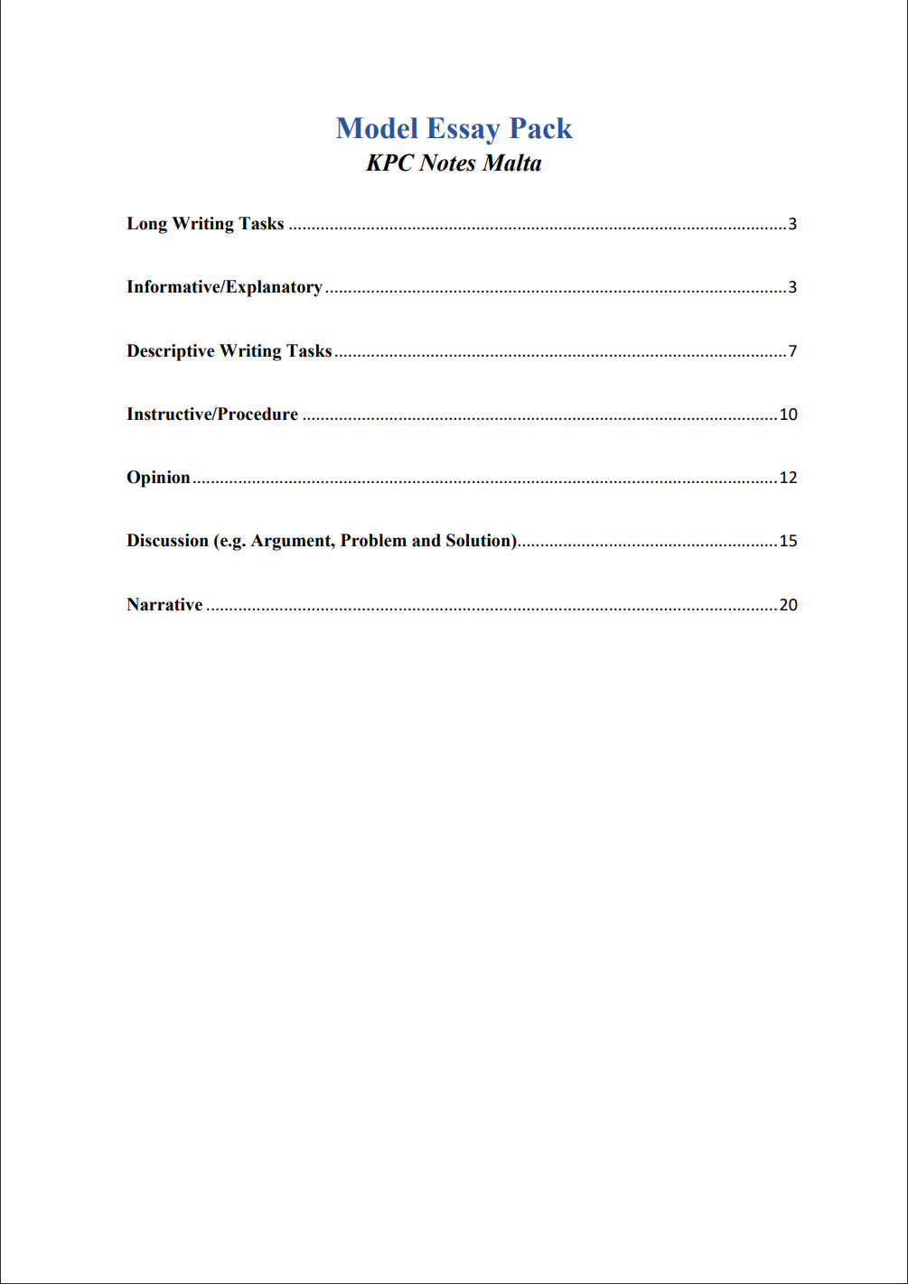 O-level English Language Model Essays & Comprehensions