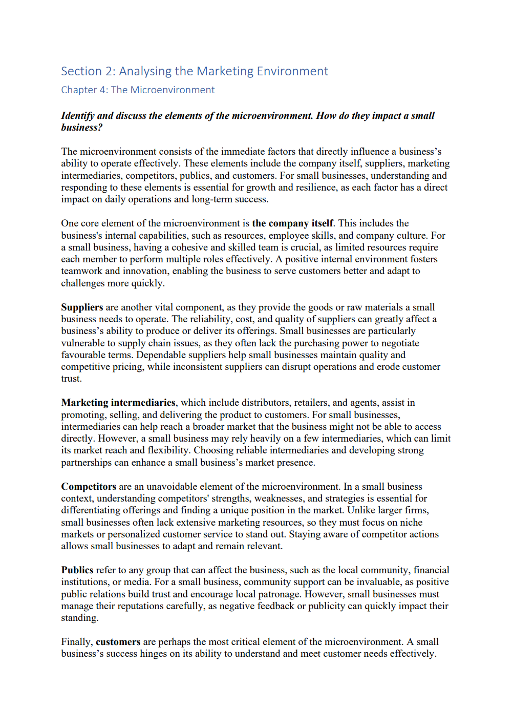 Marketing Intermediate | Notes & Model Essays