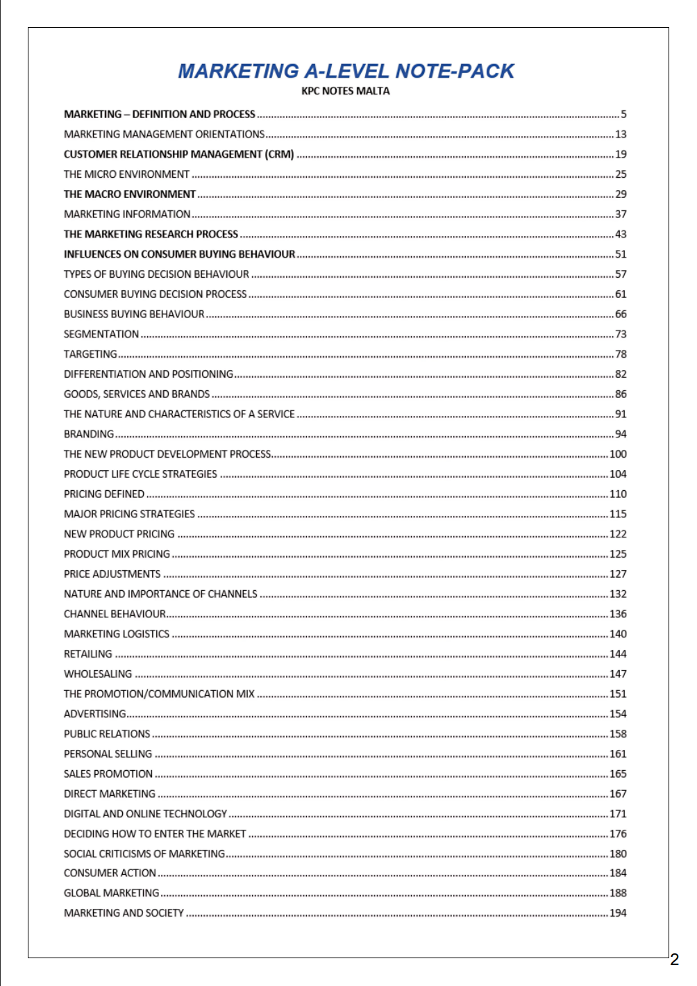 Marketing A-level | Notes & Model Essays