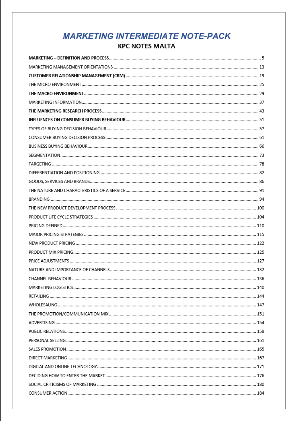 Marketing Intermediate | Notes & Model Essays
