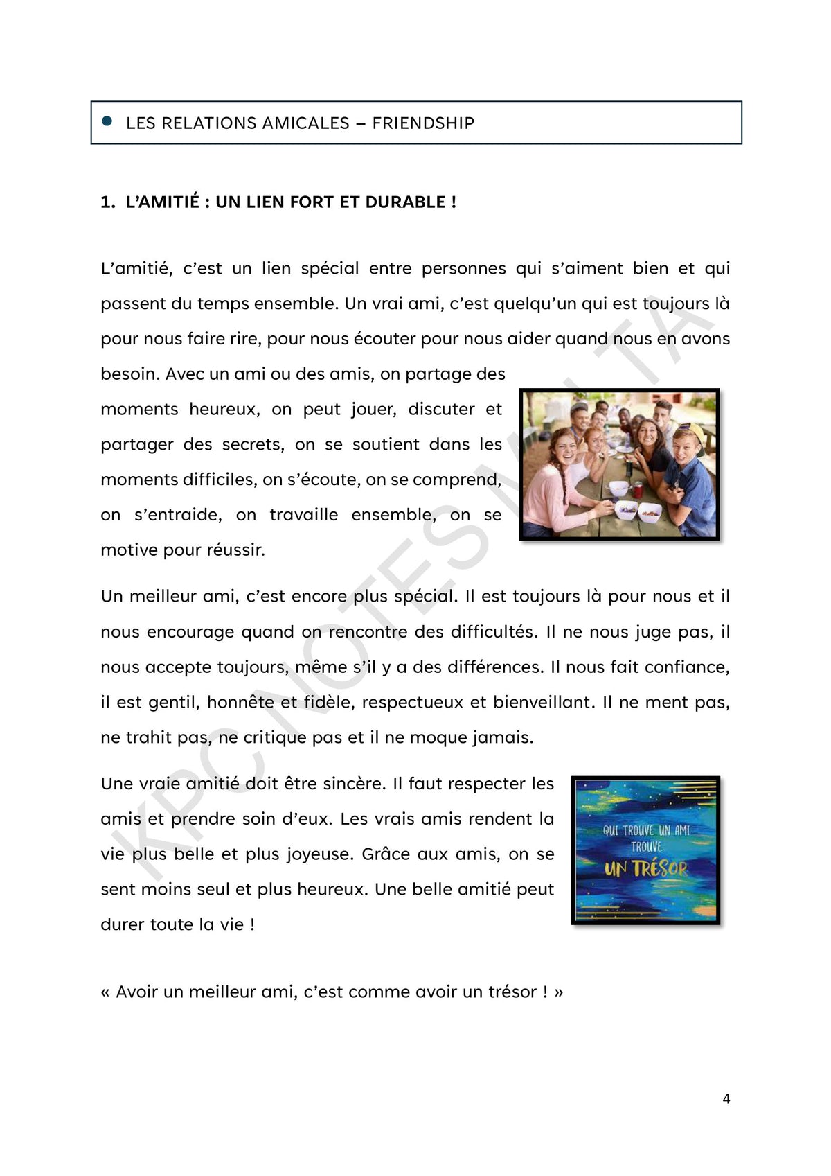 Friendship: Les relations amicales, a model essay on lasting friendship (page 4)