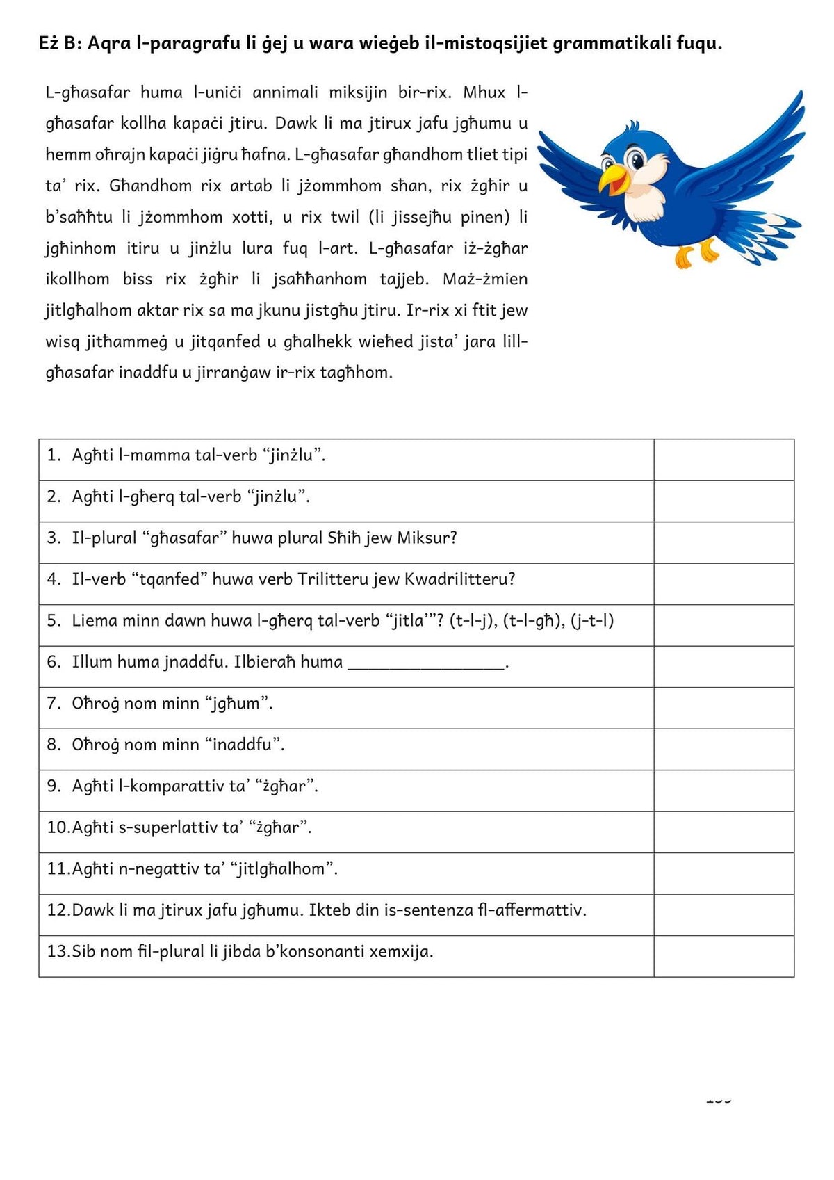 Grammatika: silta b'mistoqsijiet grammatikali fuqha (paġna 159)