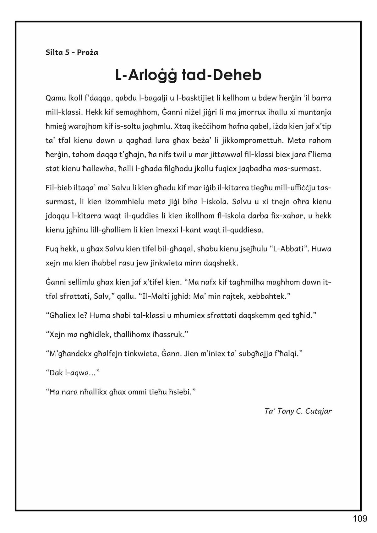 Letteratura: id-drama 'L-Arloġġ tad-Deheb' (paġna 109)