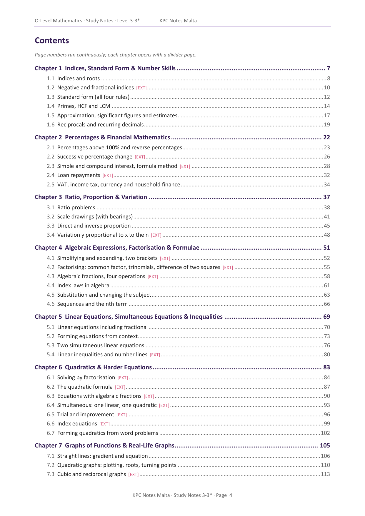 O-level Maths | Note Pack