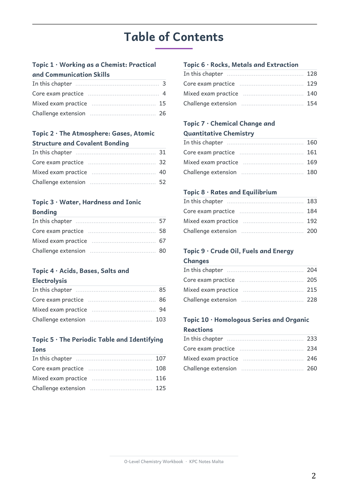 O-level Chemistry | Workbook