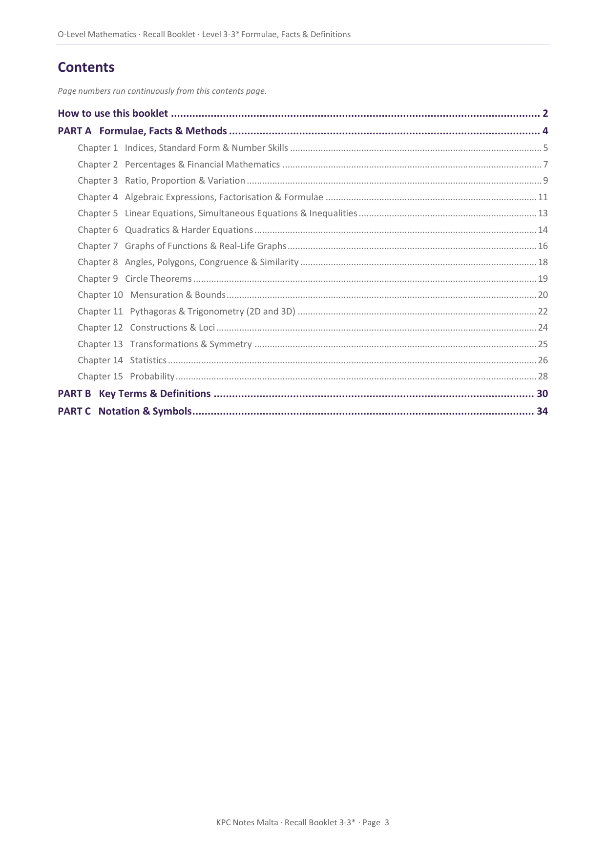 O-level Maths | Quick Review Booklet