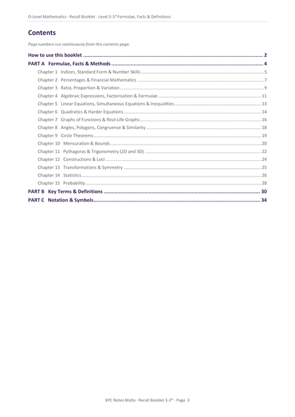 O-level Maths | Quick Review Booklet