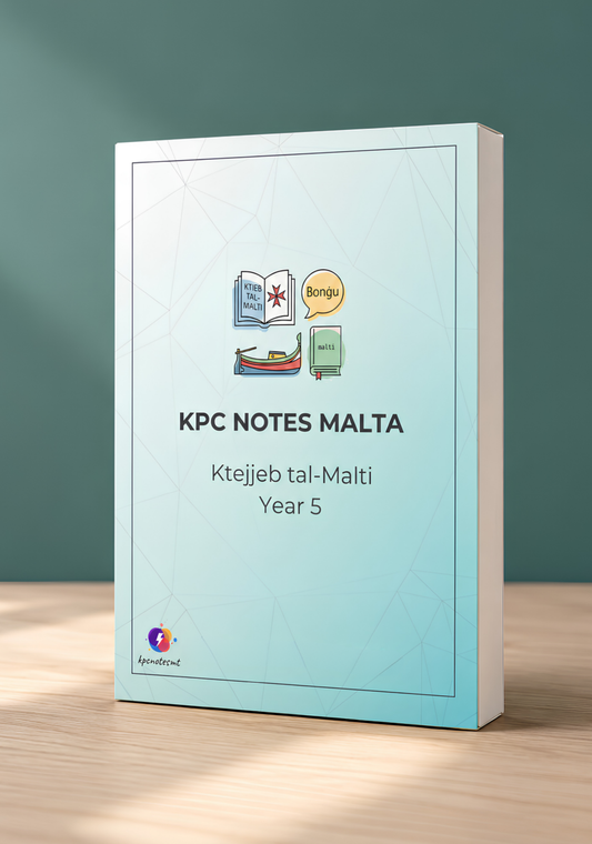 Gwida Kompluta tal-Malti għall-Ħames Sena minn KPC Notes Malta, ktieb stampat u rilegat għas-sena skolastika 2026/7