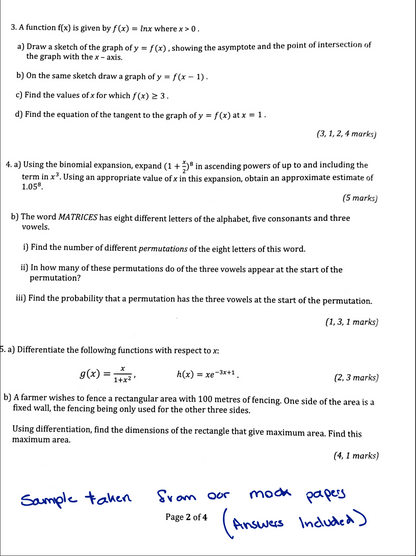 Pure Mathematics Intermediate Mock papers & Answers