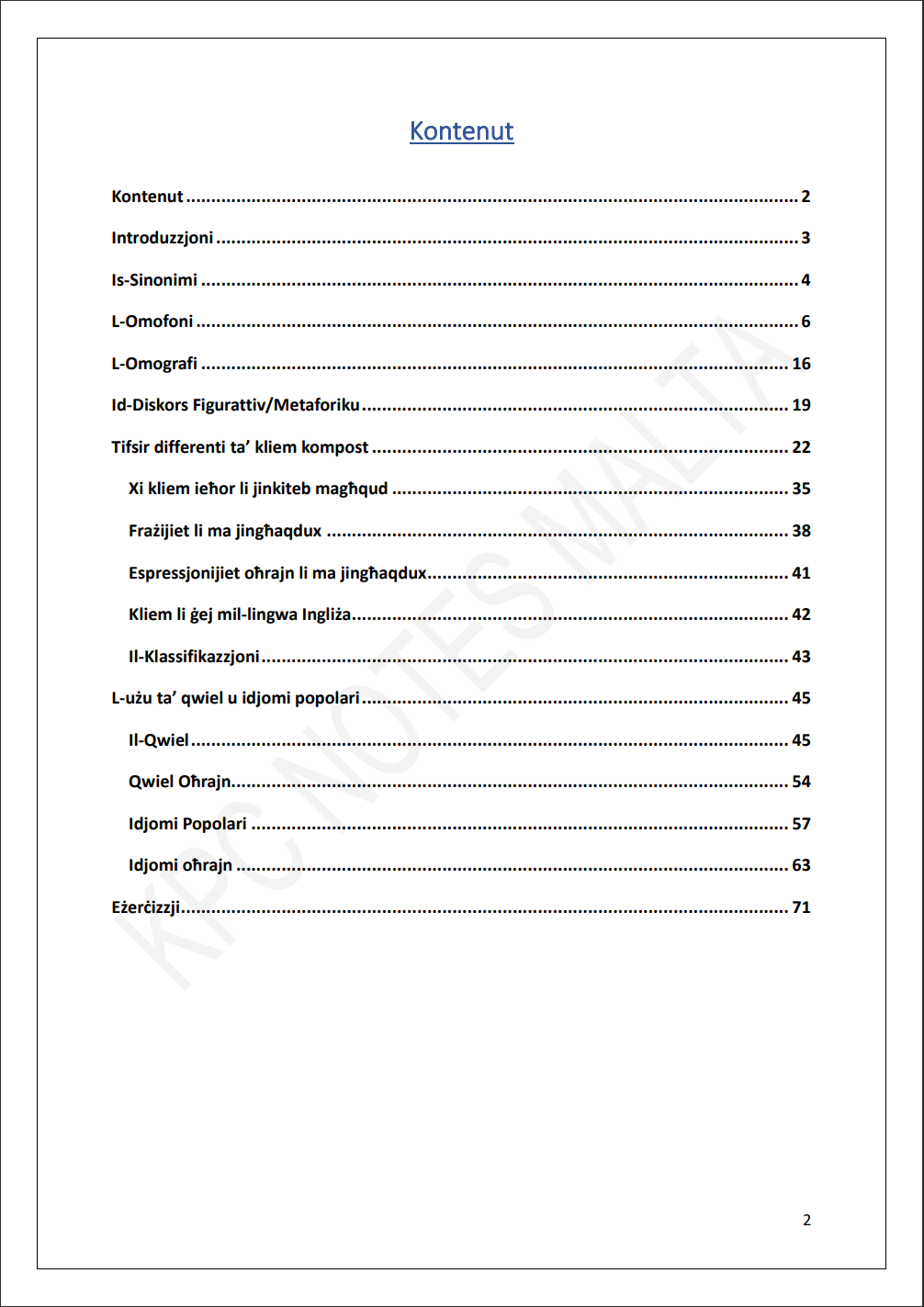Il-Malti | Noti u eżerċizzji tas-Semantika