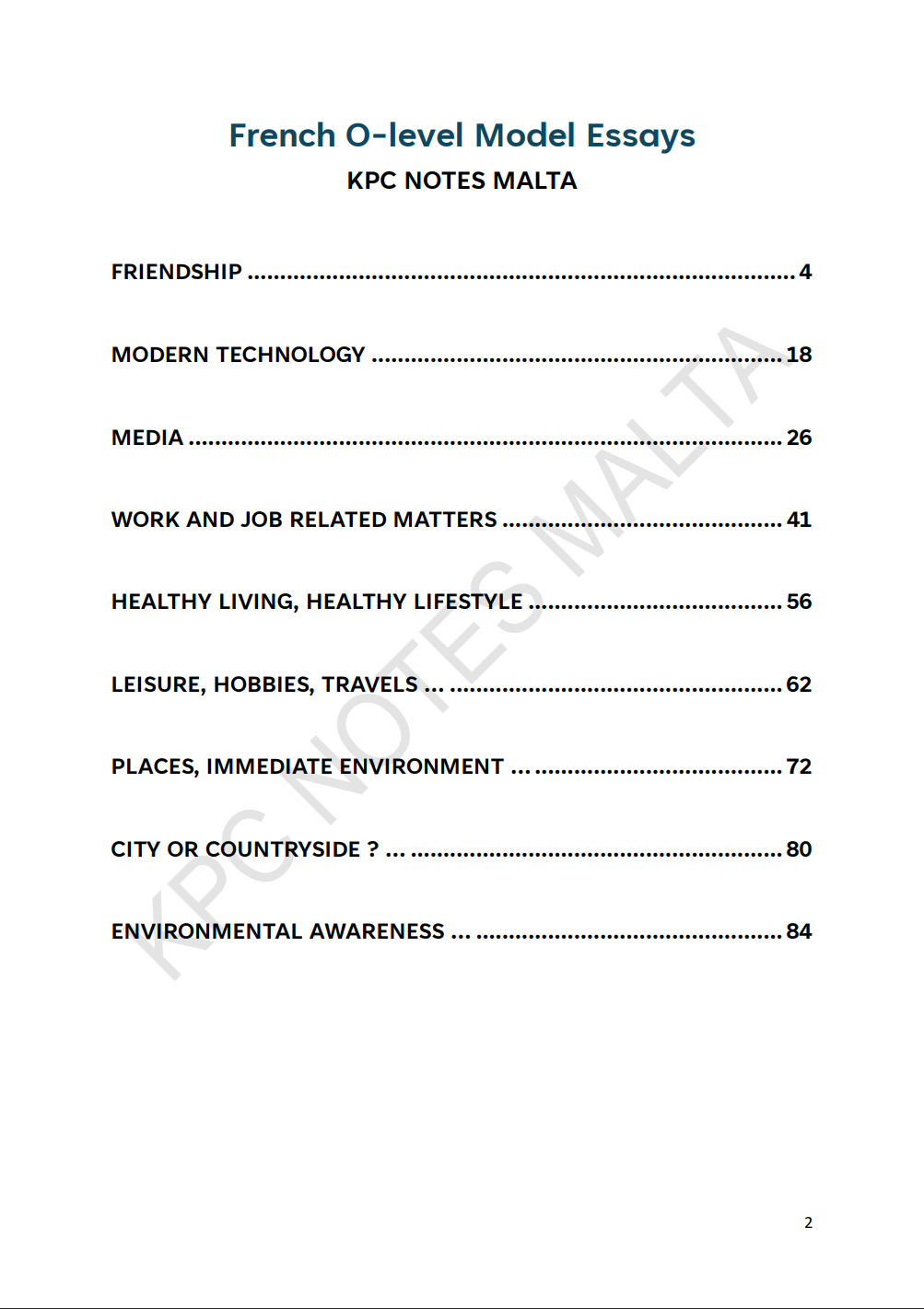 O-level French Model Essays