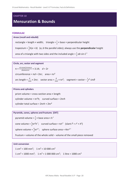 O-level Maths | Quick Review Booklet