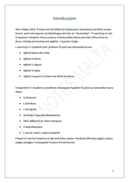 Il-Malti | Noti u eżerċizzji tas-Semantika