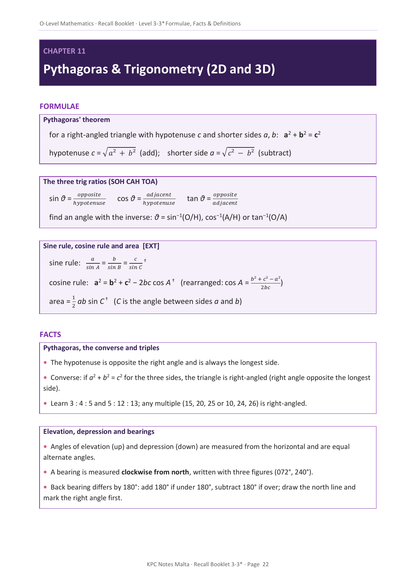 O-level Maths | Quick Review Booklet