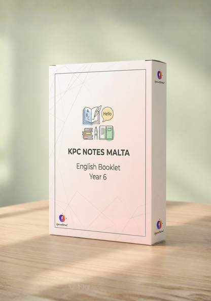 Year 6 English Complete Guide by KPC Notes Malta, printed and bound booklet for scholastic year 2026/7