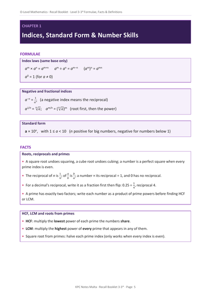O-level Maths | Quick Review Booklet