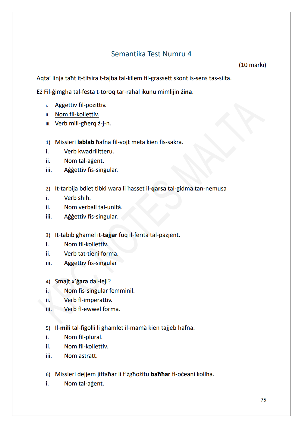 Il-Malti | Noti u eżerċizzji tas-Semantika