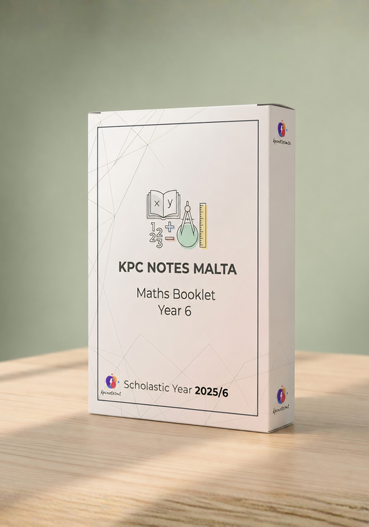 Year 6 Maths Complete Guide by KPC Notes Malta, printed and bound booklet for scholastic year 2026/7