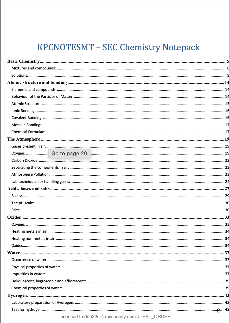O-level Chemistry Note pack