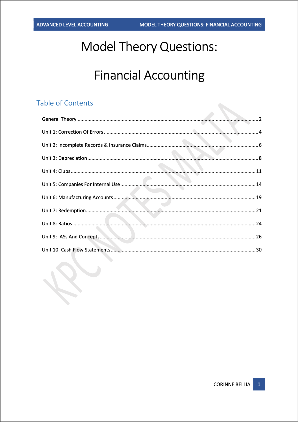 Accounts A-Level - 𝗧𝗵𝗲𝗼𝗿𝘆 𝗠𝗼𝗱𝗲𝗹 𝗔𝗻𝘀𝘄𝗲𝗿𝘀
