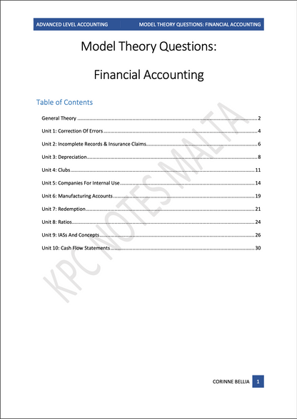 Accounts A-Level - 𝗧𝗵𝗲𝗼𝗿𝘆 𝗠𝗼𝗱𝗲𝗹 𝗔𝗻𝘀𝘄𝗲𝗿𝘀