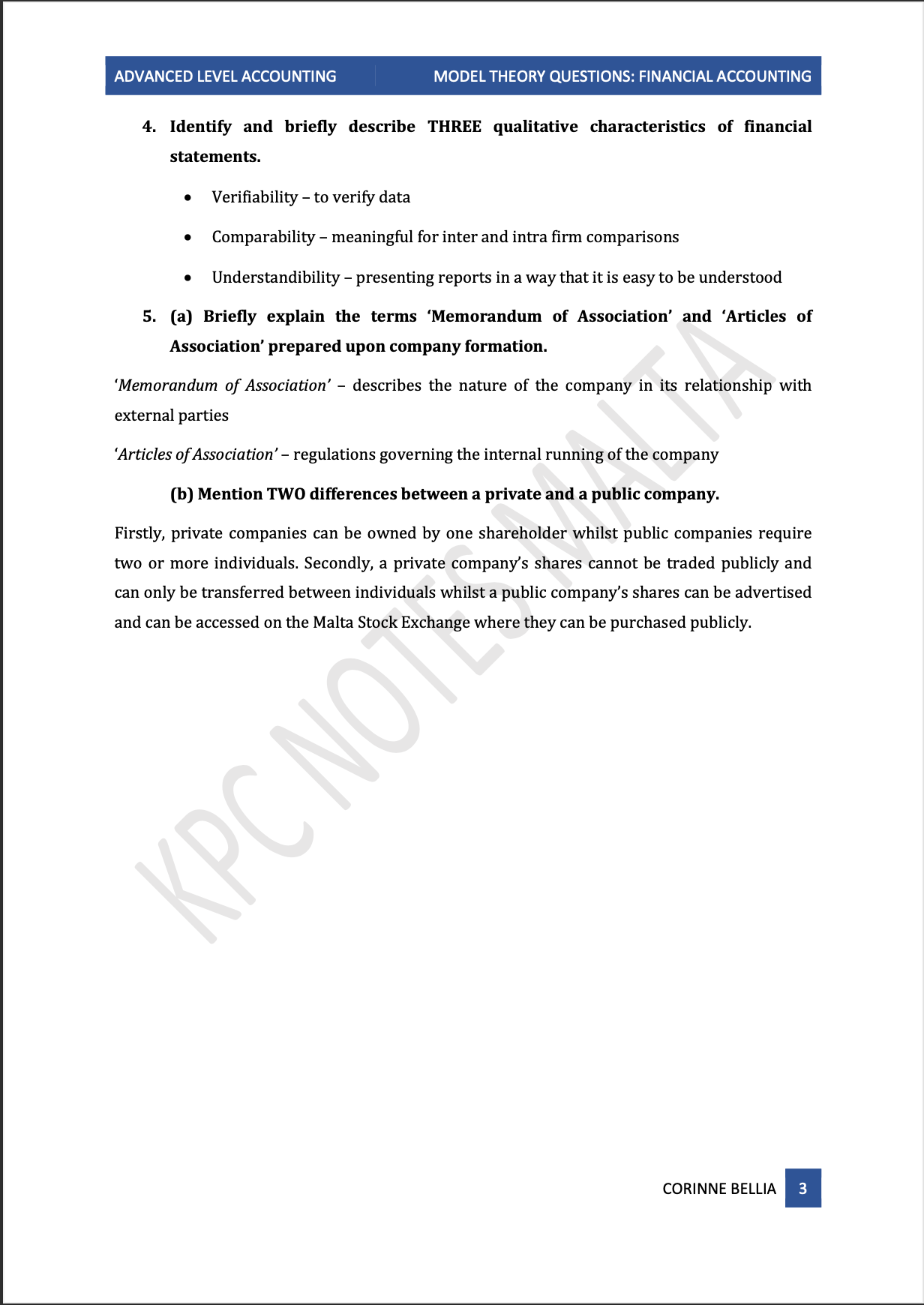 Accounts A-Level - 𝗧𝗵𝗲𝗼𝗿𝘆 𝗠𝗼𝗱𝗲𝗹 𝗔𝗻𝘀𝘄𝗲𝗿𝘀