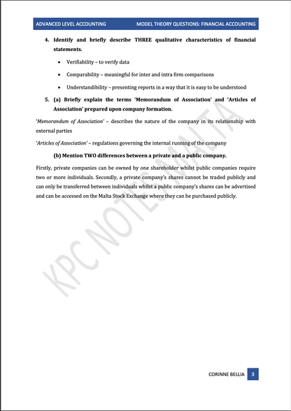 Accounts A-Level - 𝗧𝗵𝗲𝗼𝗿𝘆 𝗠𝗼𝗱𝗲𝗹 𝗔𝗻𝘀𝘄𝗲𝗿𝘀