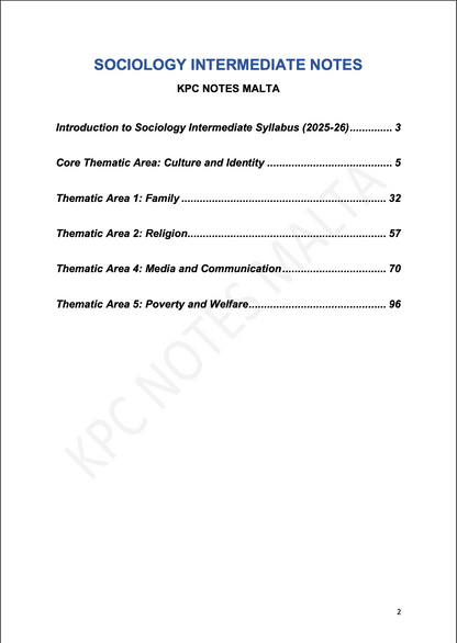 Sociology Intermediate Notes & Model Essays.