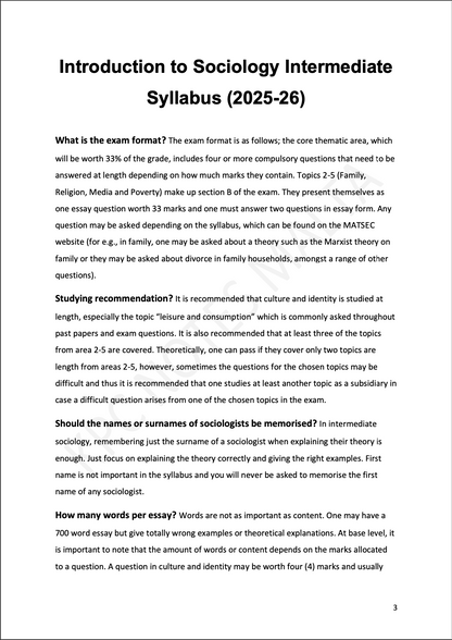 Sociology Intermediate Notes & Model Essays.