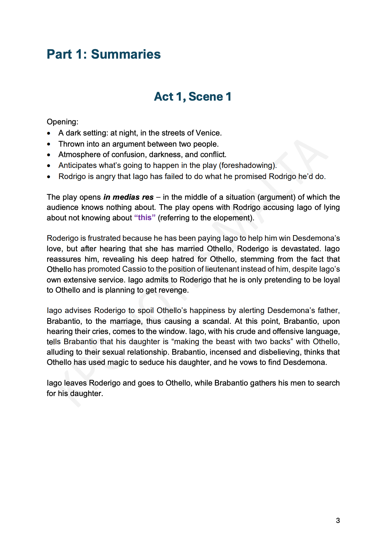 English A-level Notes & Model Essays | Othello