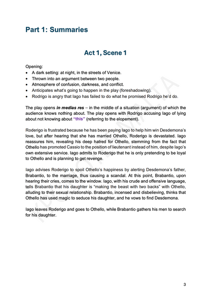 English A-level Notes & Model Essays | Othello