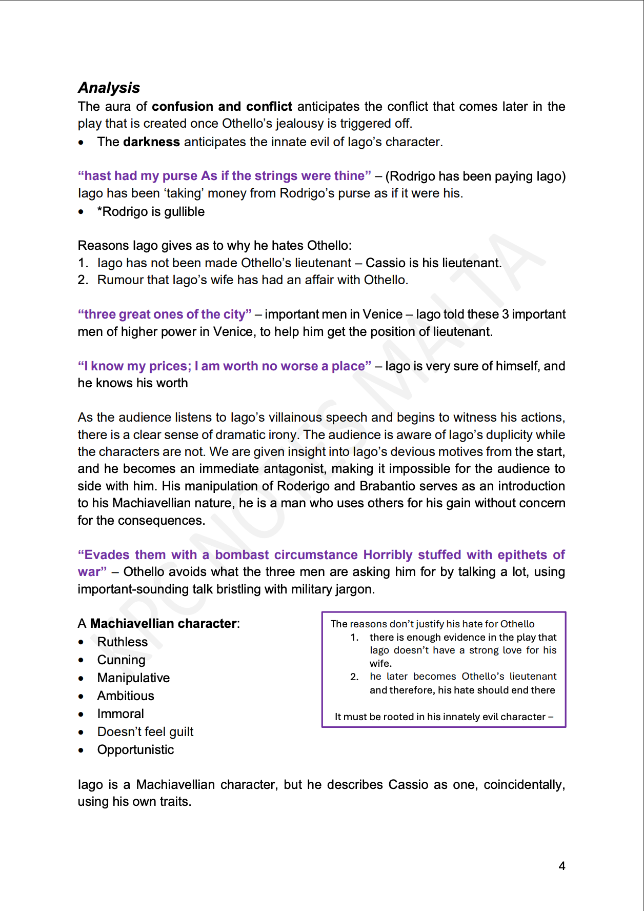 English A-level Notes & Model Essays | Othello