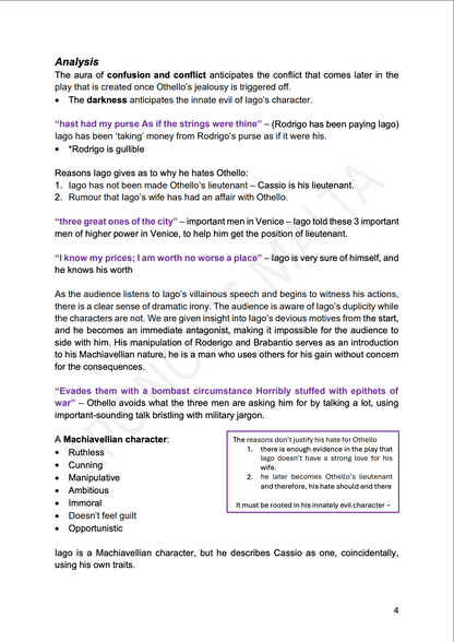 English A-level Notes & Model Essays | Othello