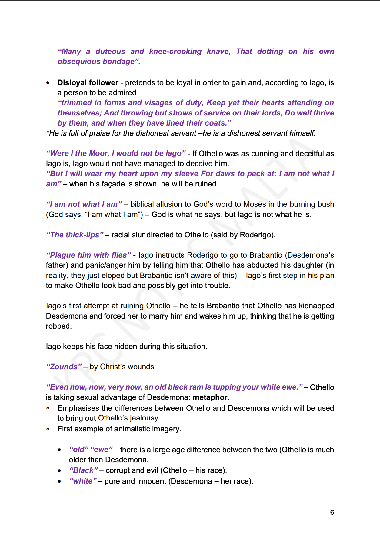 English A-level Notes & Model Essays | Othello