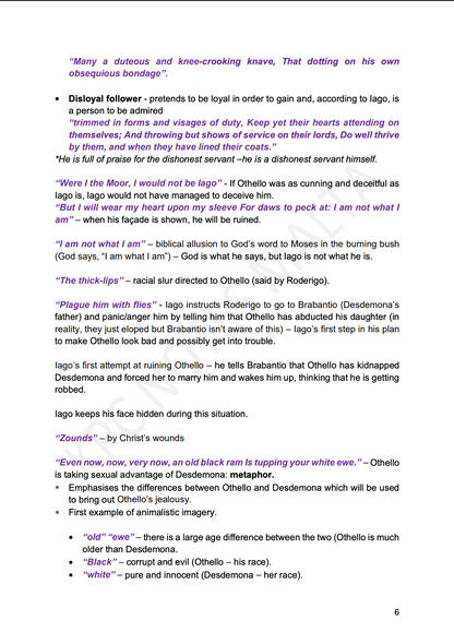 English A-level Notes & Model Essays | Othello