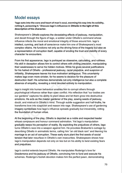 English A-level Notes & Model Essays | Othello