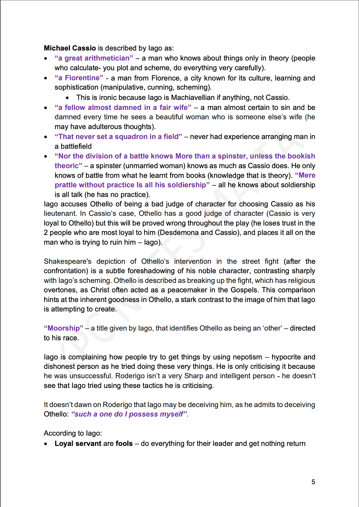 English A-level Notes & Model Essays | Othello