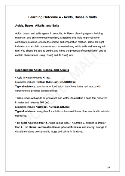 O-Level Chemistry Note pack