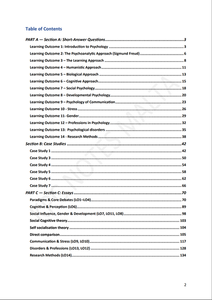 Psychology Intermediate | Model Essays