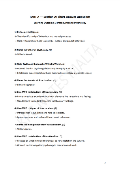 Psychology Intermediate | Model Essays