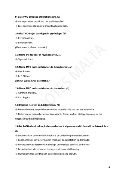 Psychology Intermediate | Model Essays