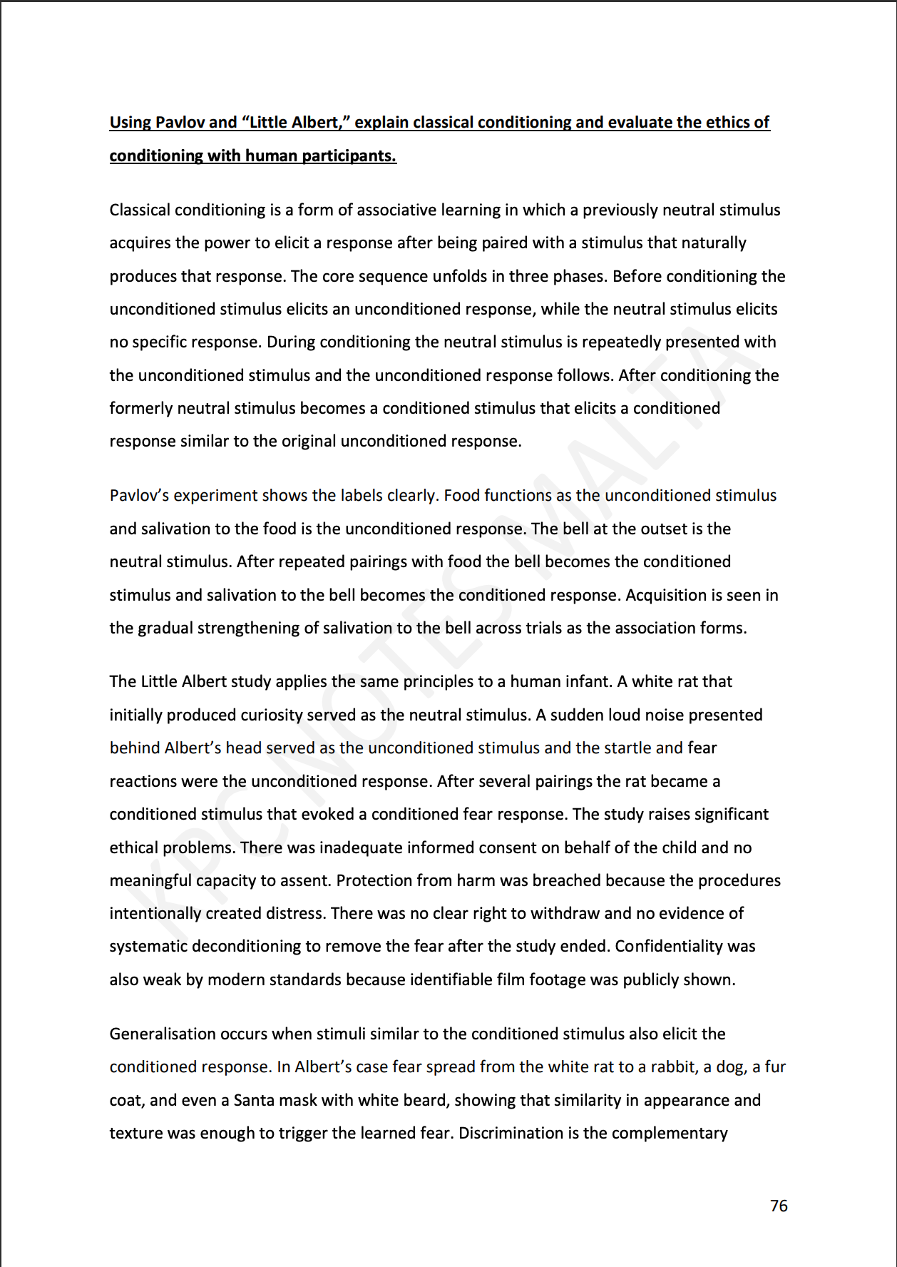 Psychology Intermediate | Model Essays