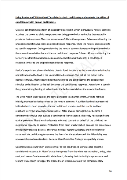 Psychology Intermediate | Model Essays