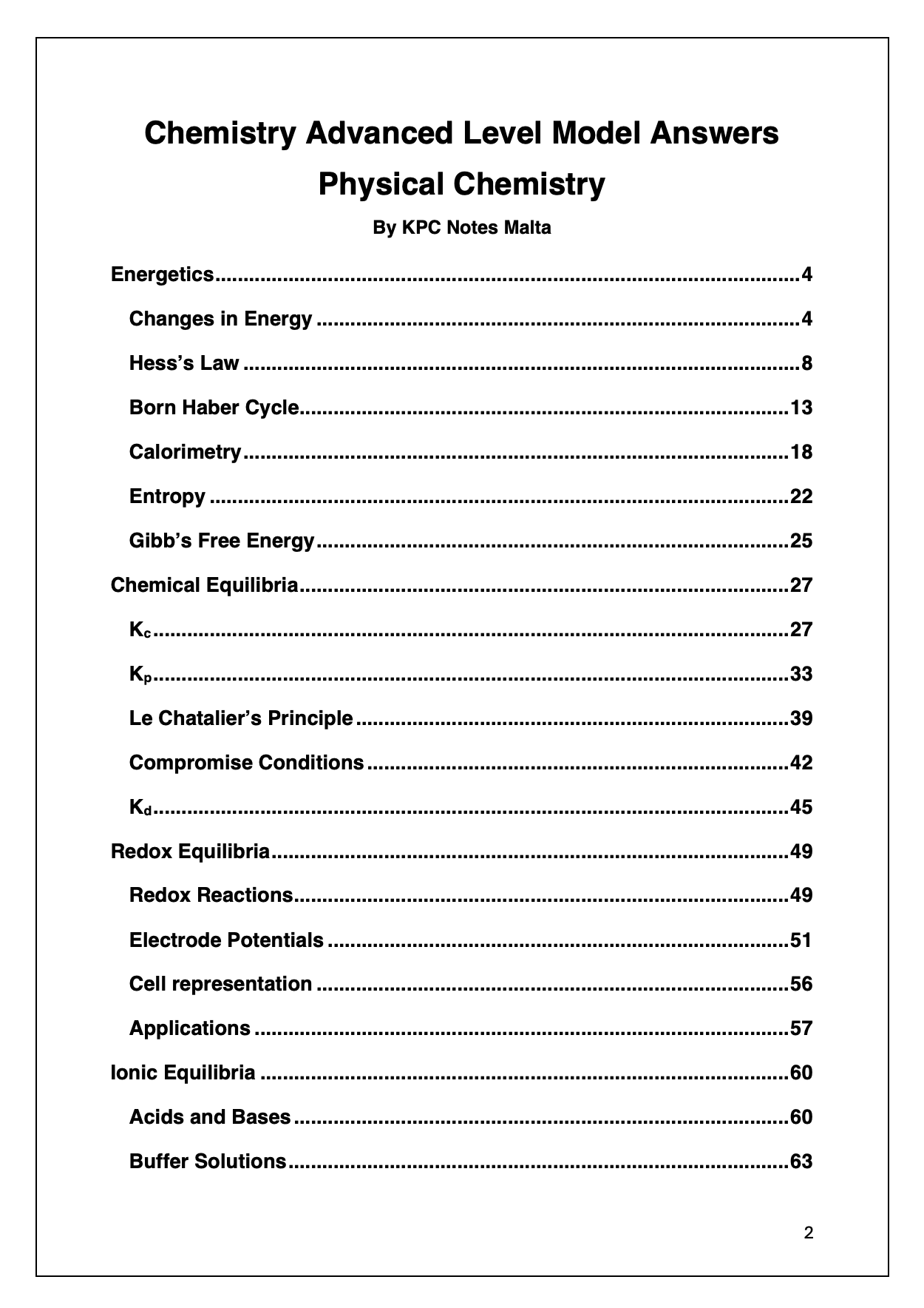 Chemistry A-Level Model Answers | Physical Chemistry