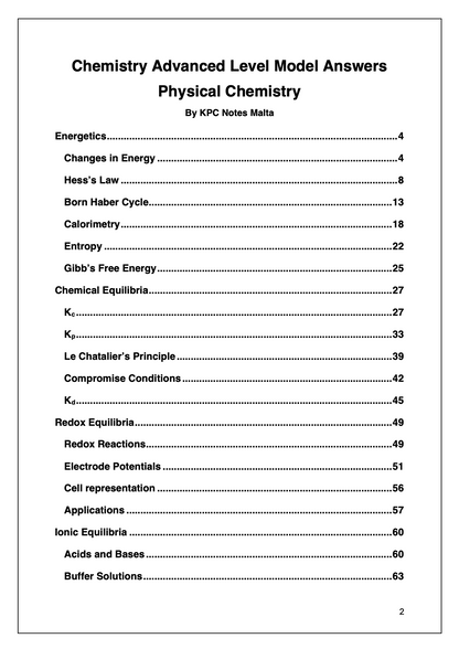 Chemistry A-Level Model Answers | Physical Chemistry