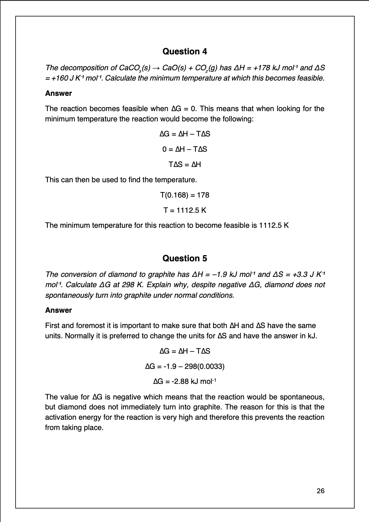 Chemistry A-Level Model Answers | Physical Chemistry