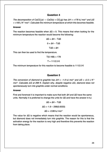 Chemistry A-Level Model Answers | Physical Chemistry