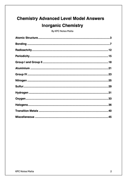 Chemistry A-Level Model Answers | Inorganic Chemistry